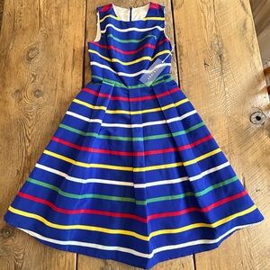 HBC Stripes Fit & Flare Sleeveless Dress